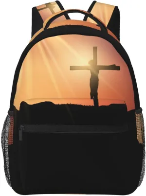 Jesus Travel Laptop Backpack Women Lightweight Backpack Adjustable College Backpack Fits 15.6 Inch Laptop Waterproof Travel Backpack for Women, Men, Travel -Cross