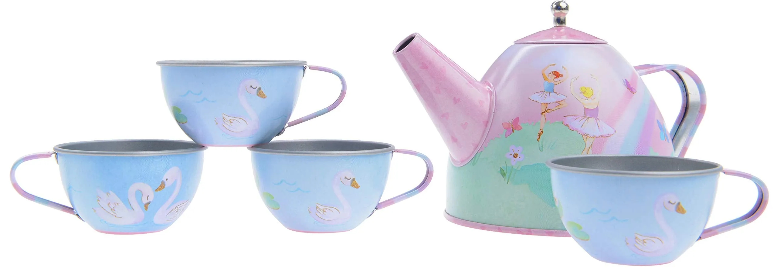 Jewelkeeper 15 Piece Kids Tin Tea Set & Carrying Case - Cat