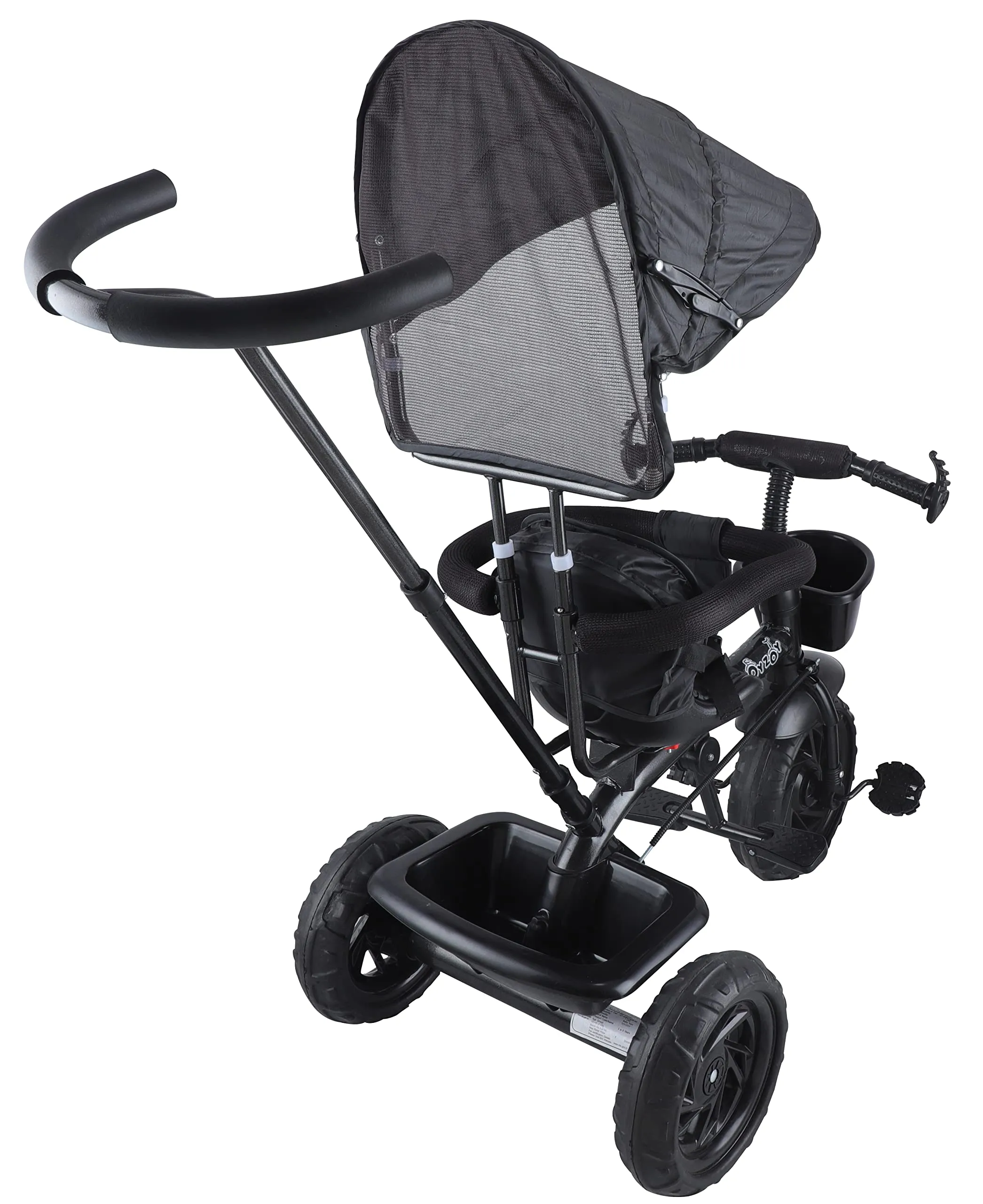 JoyRide Stroller Tricycle| Baby Trike|Tricycle with Canopy and Parental Adjust Push Handle for Kids|Boys|Girls Age Group 1.5 to 5 Years (Black)