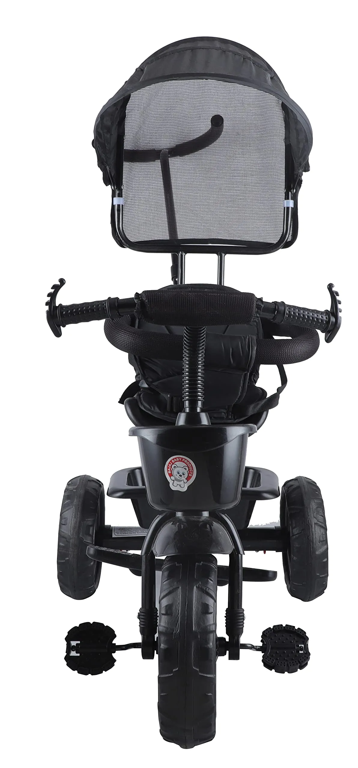 JoyRide Stroller Tricycle| Baby Trike|Tricycle with Canopy and Parental Adjust Push Handle for Kids|Boys|Girls Age Group 1.5 to 5 Years (Black)