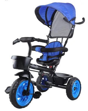 JoyRide Stroller Tricycle| Baby Trike|Tricycle with Canopy and Parental Adjust Push Handle for Kids|Boys|Girls Age Group 1.5 to 5 Years (Blue)
