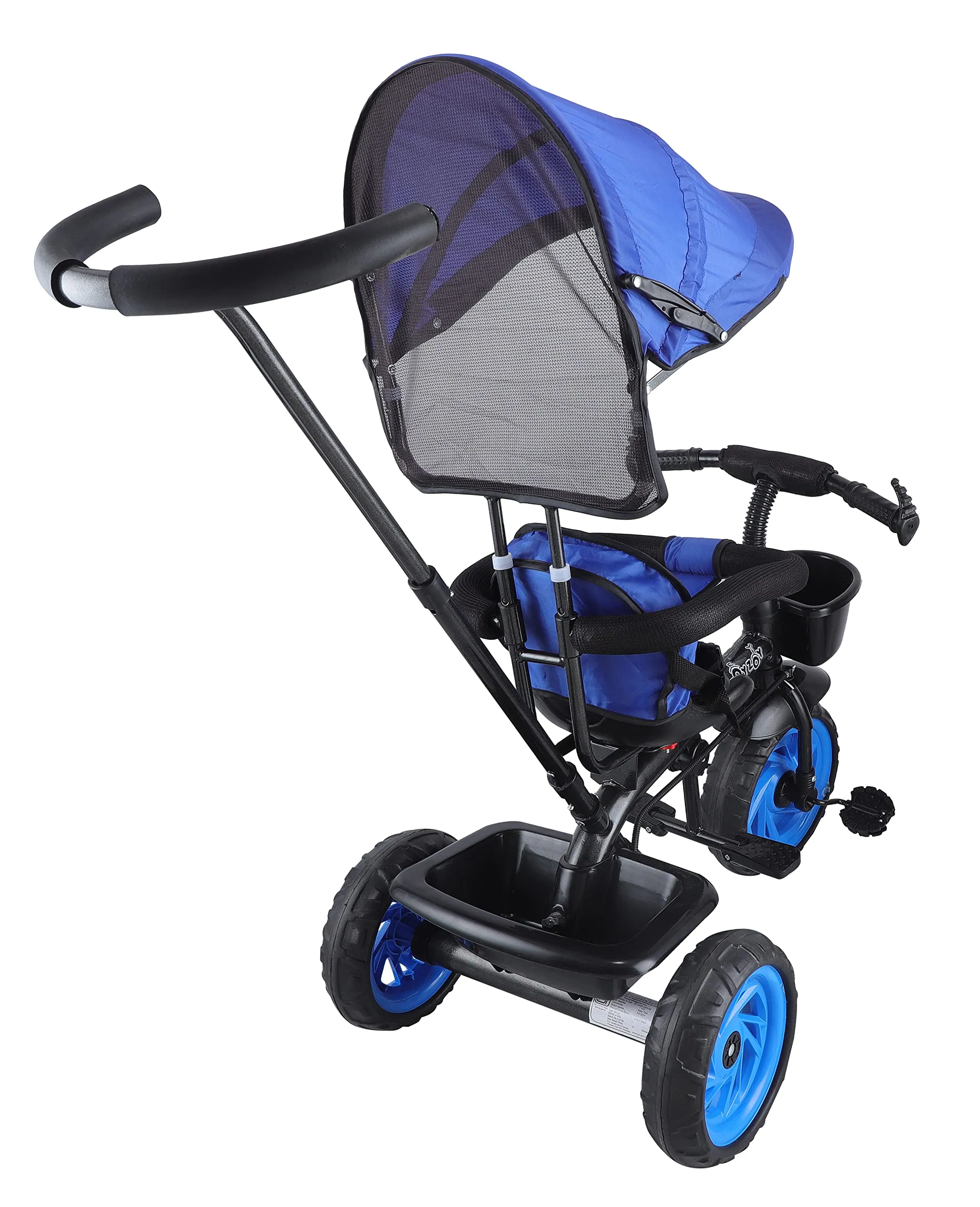 JoyRide Stroller Tricycle| Baby Trike|Tricycle with Canopy and Parental Adjust Push Handle for Kids|Boys|Girls Age Group 1.5 to 5 Years (Blue)