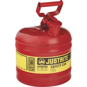 Justrite 2 Gal. Type I Galvanized Steel Safety Fuel Can, Red
