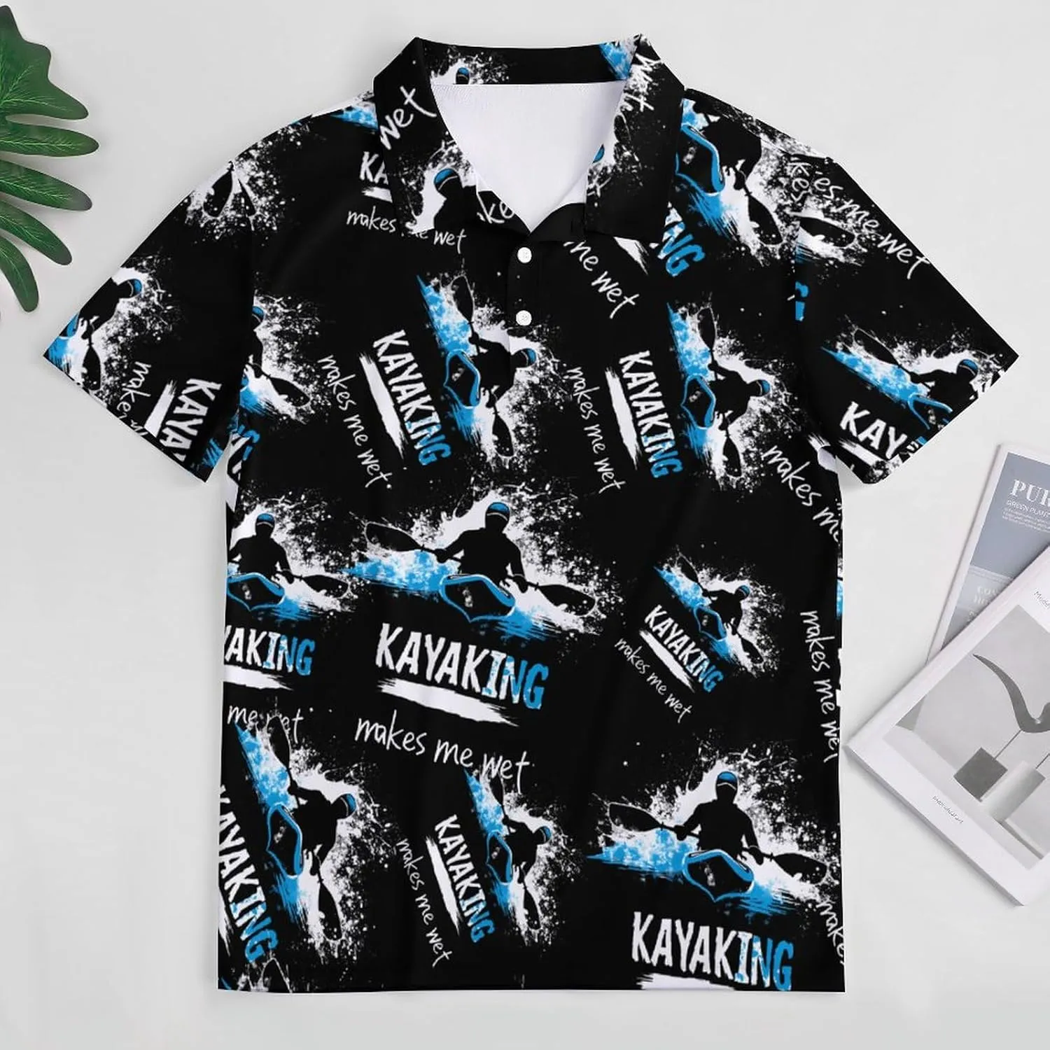 Kayaking Makes Me Wet Mens Polo Shirts Quick Dry Short Sleeve T-shirts Slim Tennis Collared Tees Tops