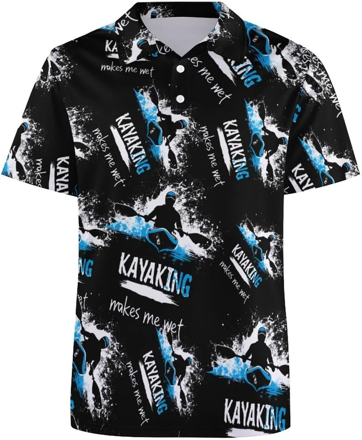 Kayaking Makes Me Wet Mens Polo Shirts Quick Dry Short Sleeve T-shirts Slim Tennis Collared Tees Tops