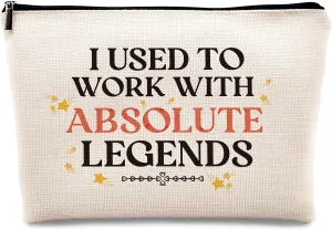 Kdqua I Used to Work With Absolute Legends Makeup Bag - Going Away Gift for Coworkers Women, Retirement Leaving Farewell for Boss Colleague - Linen Cosmetic Zipper Travel Toiletry Bag
