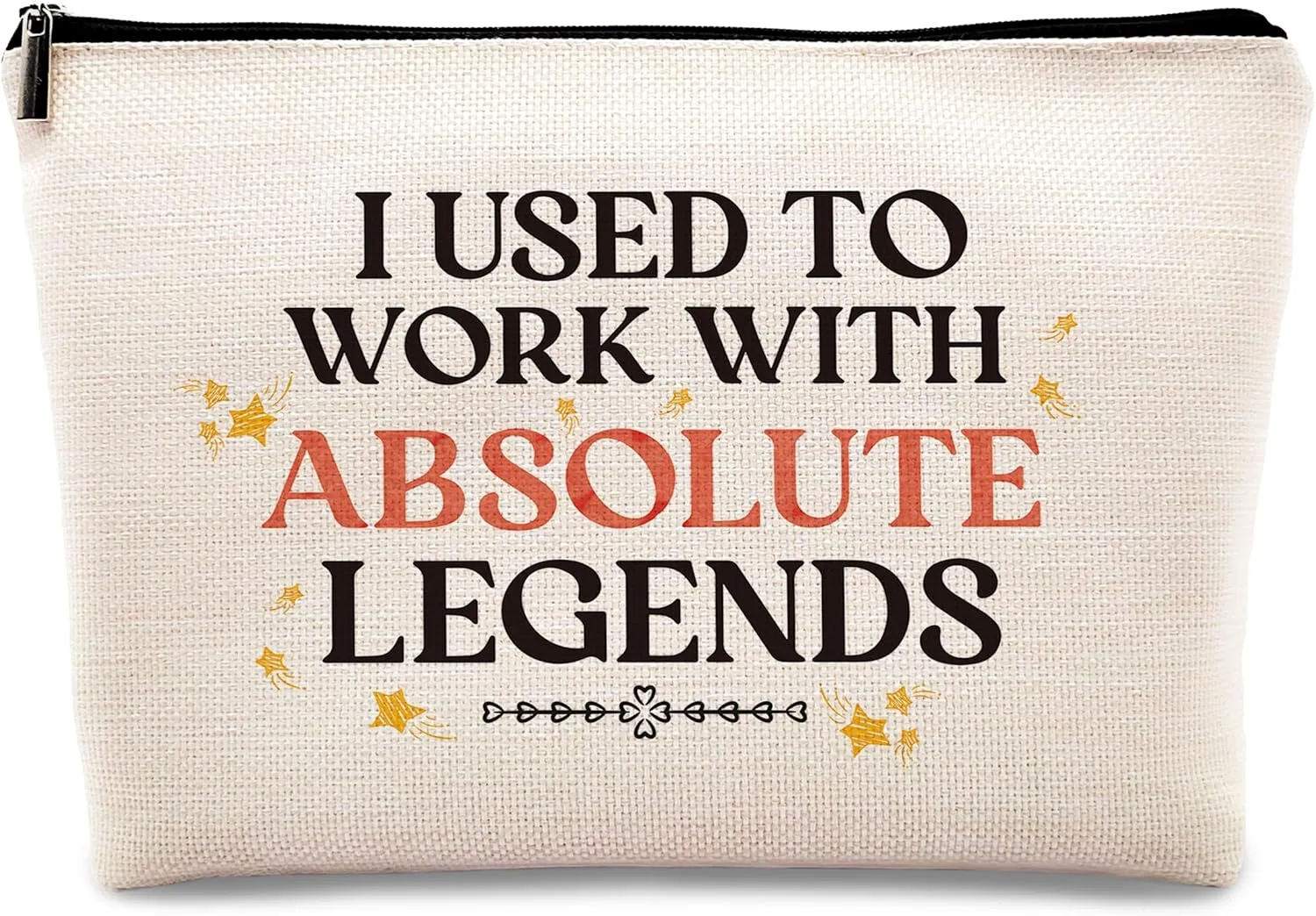 Kdqua I Used to Work With Absolute Legends Makeup Bag - Going Away Gift for Coworkers Women, Retirement Leaving Farewell for Boss Colleague - Linen Cosmetic Zipper Travel Toiletry Bag