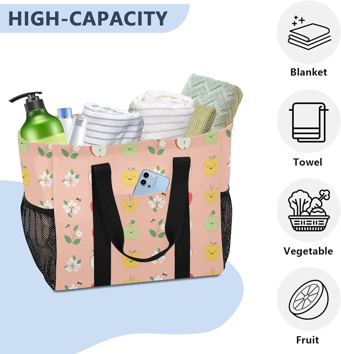 KLL Large Utility Tote Bag Canvas Collapsable Water Resistant Cars Tote Bag