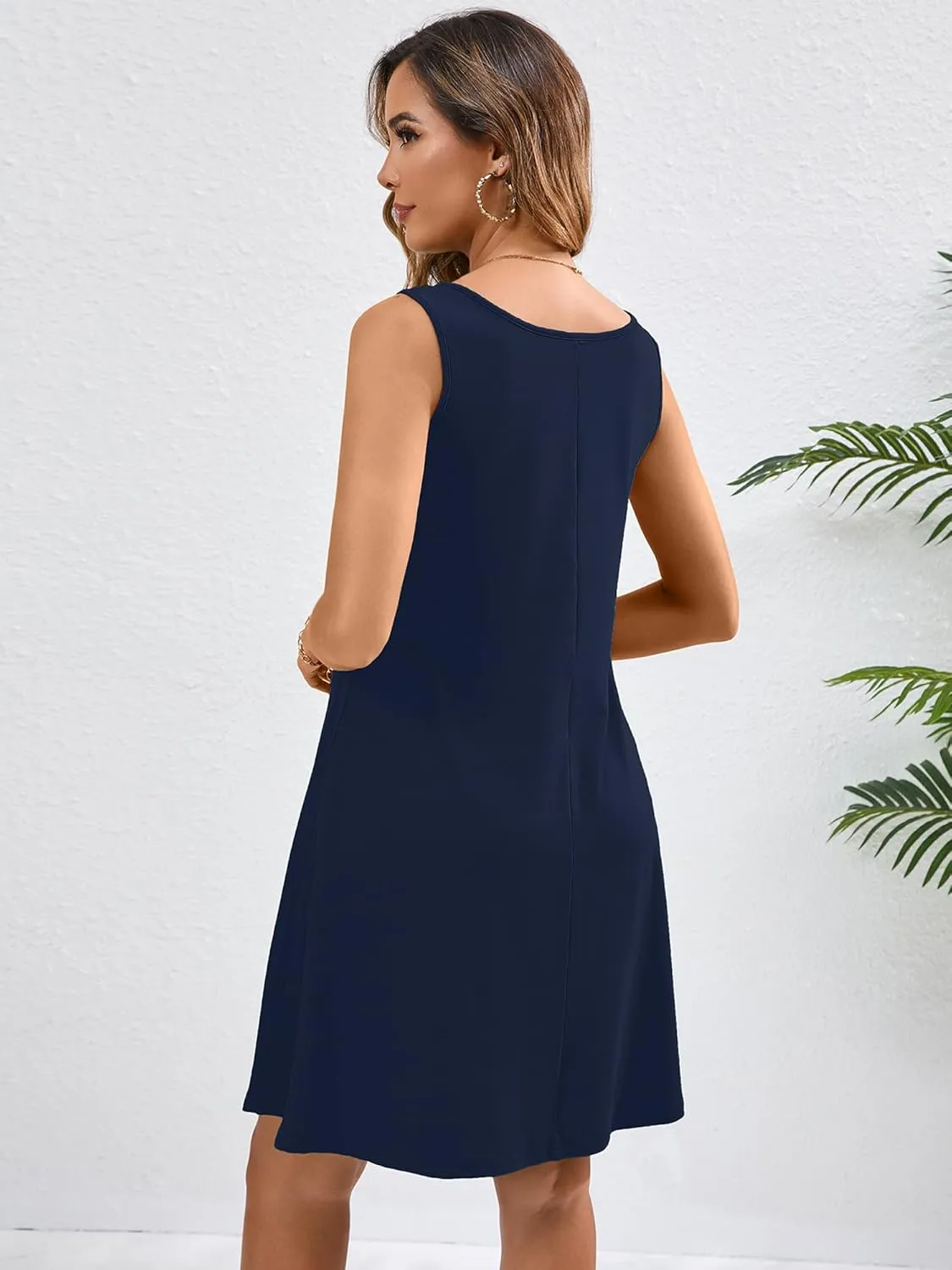 KORSIS Summer Dresses for Women Casual T Shirt Tank Dresses Sleeveless Swing Flowy Ladies Beach Vacation Sundress with Pocket
