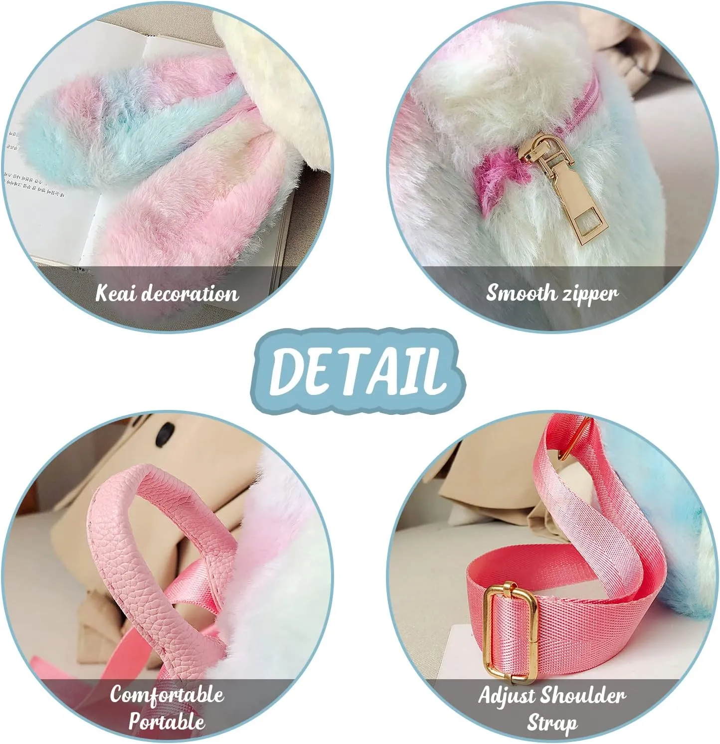 Lanpet Cute Bunny Backpacks for Women Rabbit Ears Backpack Fluffy Shoulder Bag Satchel
