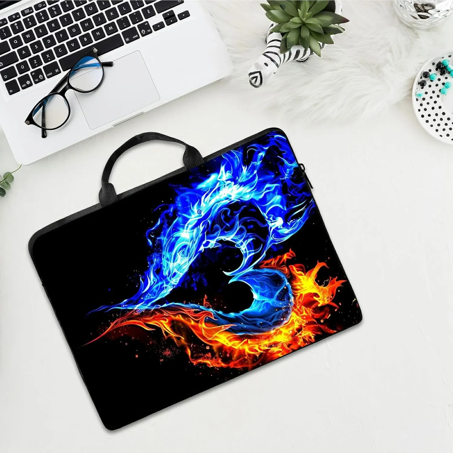 Laptop Shoulder Bag Sleeve Case, Large Capacity Waterproof PU Leather Computer Handbag