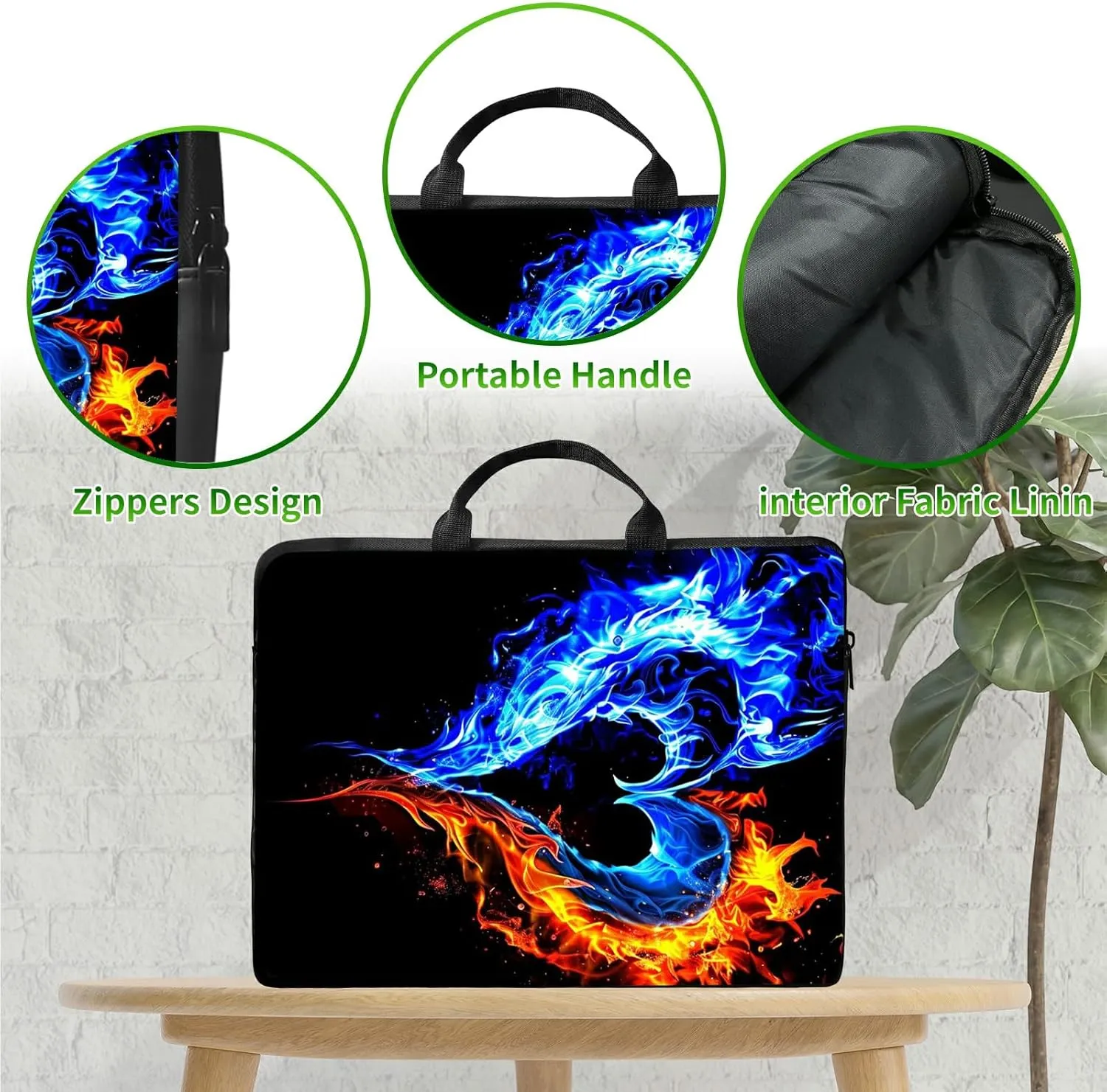 Laptop Shoulder Bag Sleeve Case, Large Capacity Waterproof PU Leather Computer Handbag