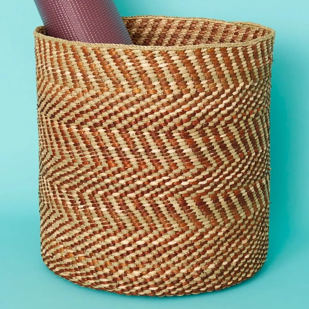 Large Brown Iringa Indoor Planter Toy Storage Woven Basket