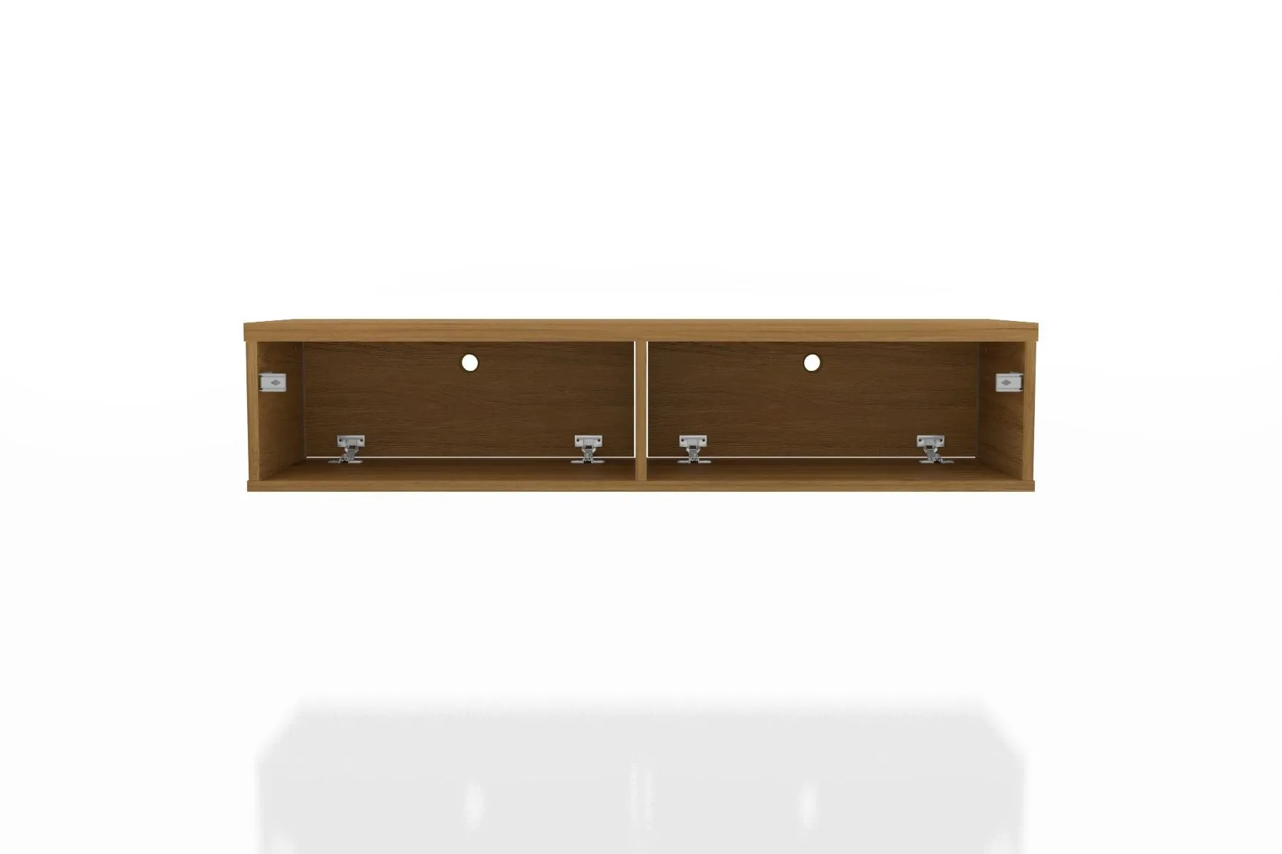 Liberty 42.28 Mid-Century Modern Floating Office Desk with 2 Shelves in Cinnamon