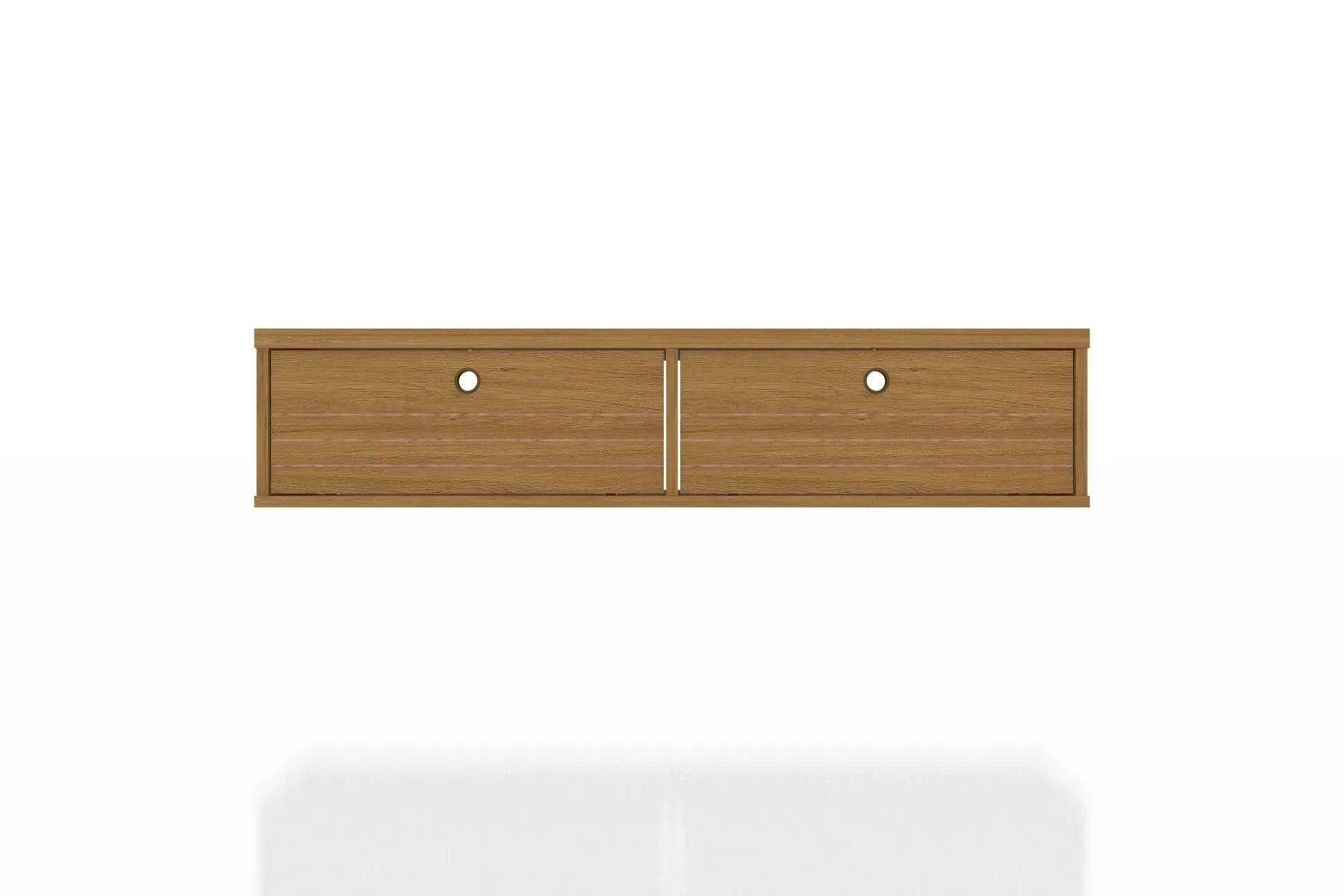 Liberty 42.28 Mid-Century Modern Floating Office Desk with 2 Shelves in Cinnamon