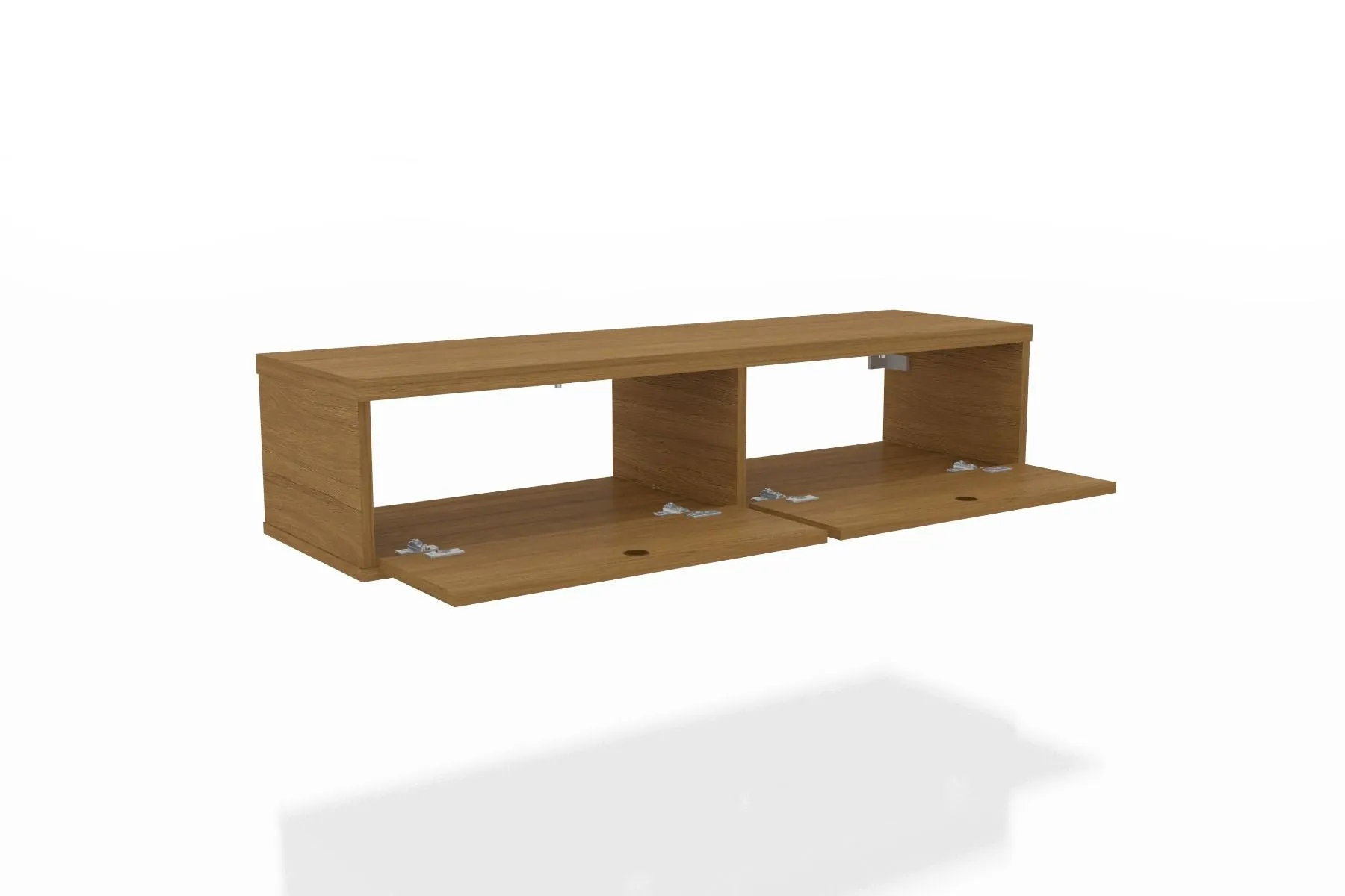 Liberty 42.28 Mid-Century Modern Floating Office Desk with 2 Shelves in Cinnamon