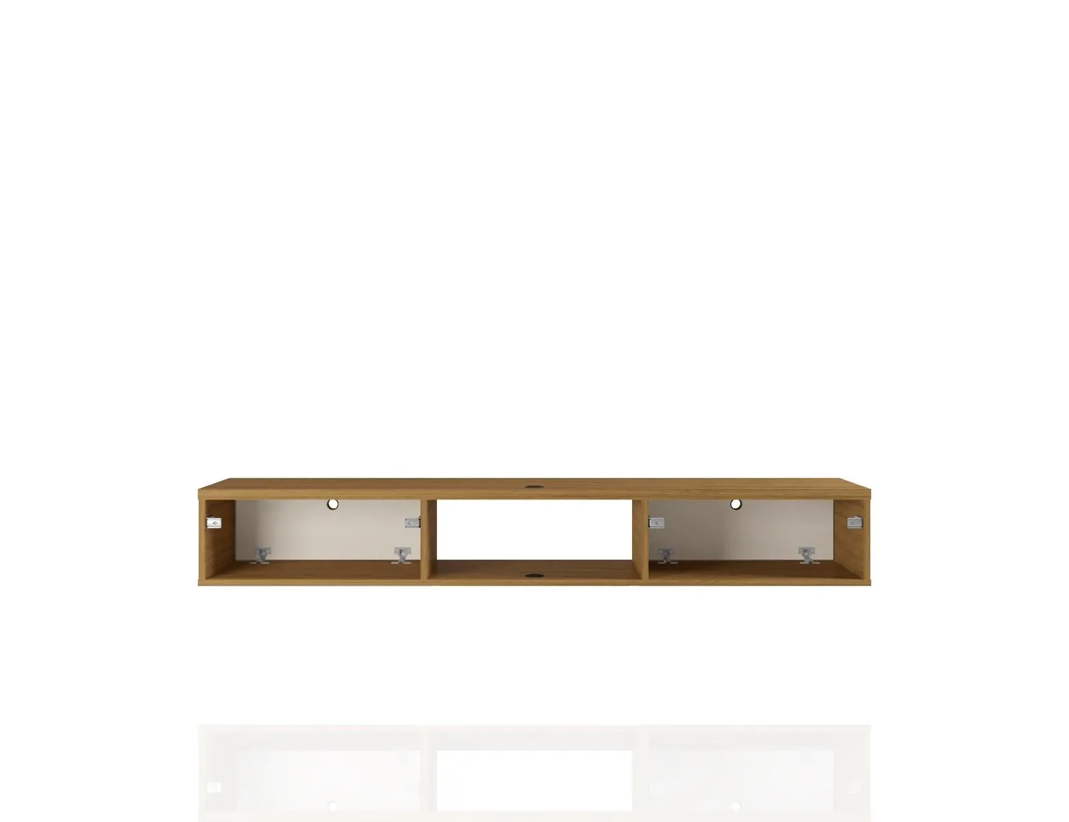 Liberty 62.99 Mid-Century Modern Floating Office Desk with 3 Shelves in Cinnamon and Off White