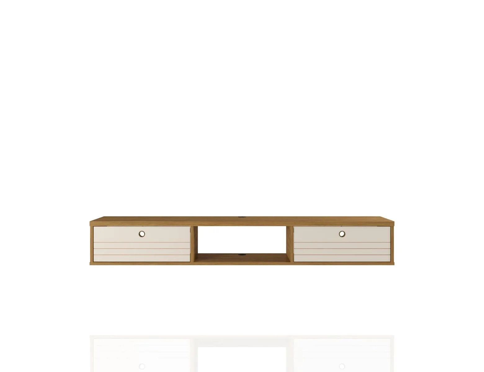 Liberty 62.99 Mid-Century Modern Floating Office Desk with 3 Shelves in Cinnamon and Off White