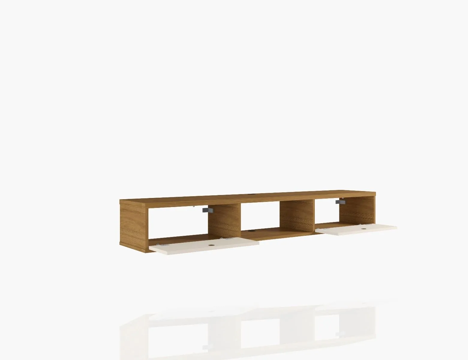 Liberty 62.99 Mid-Century Modern Floating Office Desk with 3 Shelves in Cinnamon and Off White