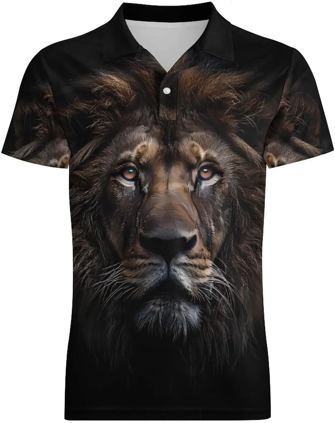 Lion Beast in The Dark Classic Polo Shirts for Men Quick Dry Short Sleeve Fit Golf Tees Casual Tops