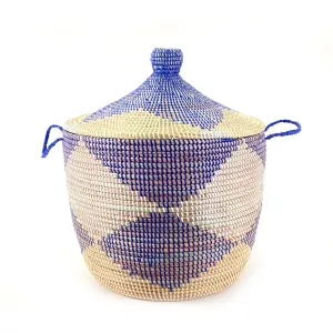 Low Storage Basket 24" x 14"  - Blue   Natural Chevron