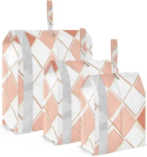 Luggage Space Saver, Organizadores De Maletas Para, Rhomboid White Rose Gold, With Zipper, 3 Set Travel Packing Cubes For Suitcases, Garment Bag Closet Storage