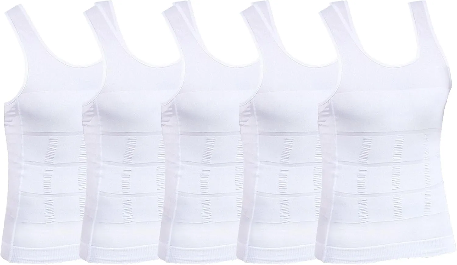 Maiyifu-GJ 5 Pack Men's Sleeveless Compression Shirts Athletic Workout Slimming Tank Top Running Undershirts Shapewear Vest