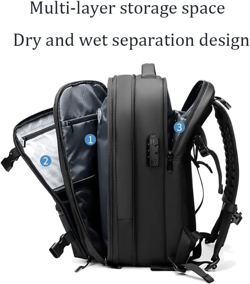 Maklot Airmak Vacuum Backpack with Pump, 2024 New Premium 60L Expandable Waterproof Vacuum Travel Backack (Dark Blue)