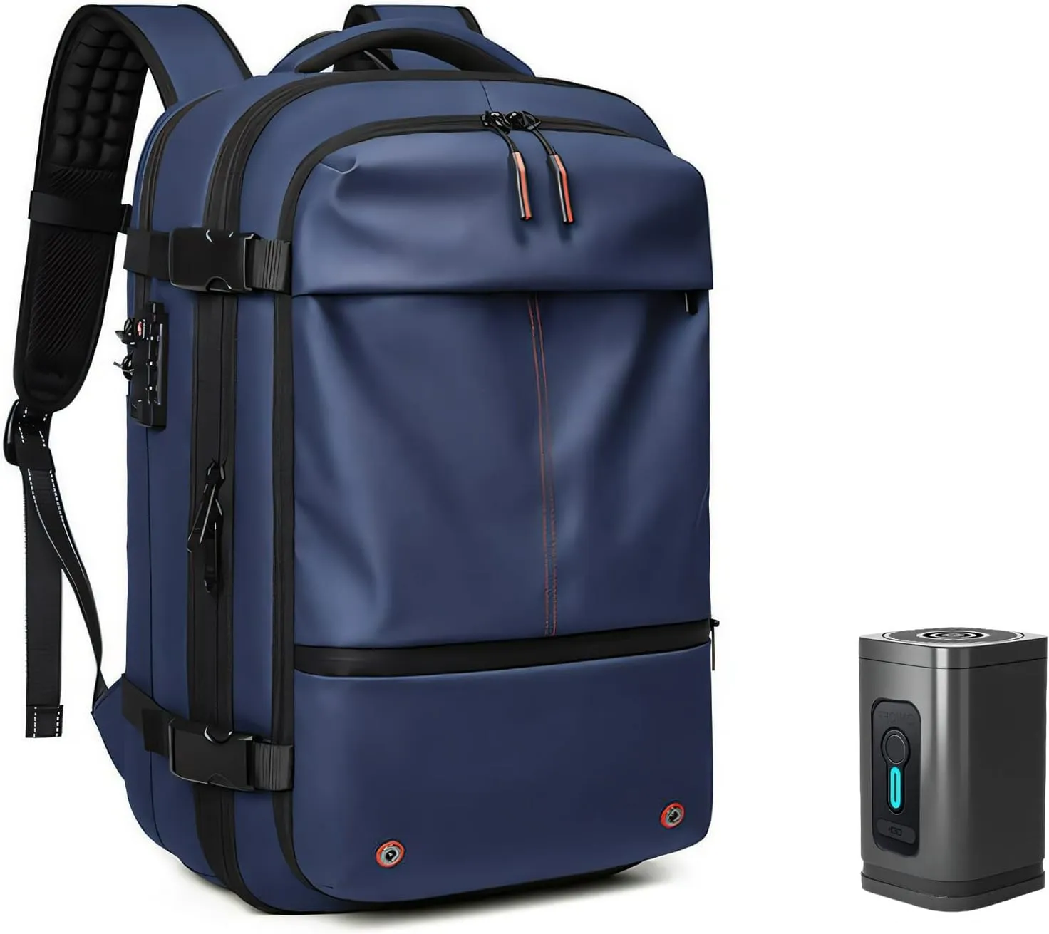 Maklot Airmak Vacuum Backpack with Pump, 2024 New Premium 60L Expandable Waterproof Vacuum Travel Backack (Dark Blue)