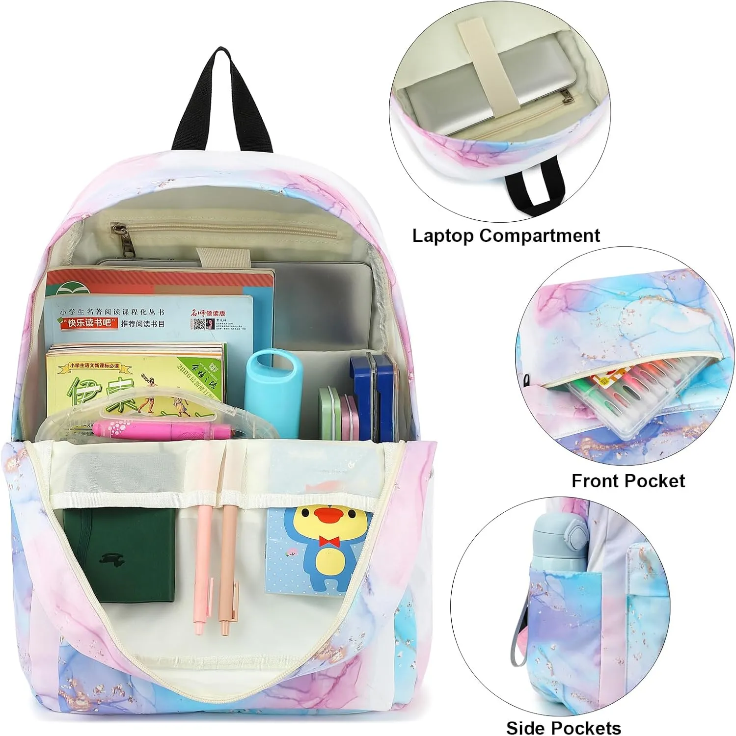 Marble Backpack for Girls Women Teens, School Backpack College Bookbags Ladies Laptop Backpacks