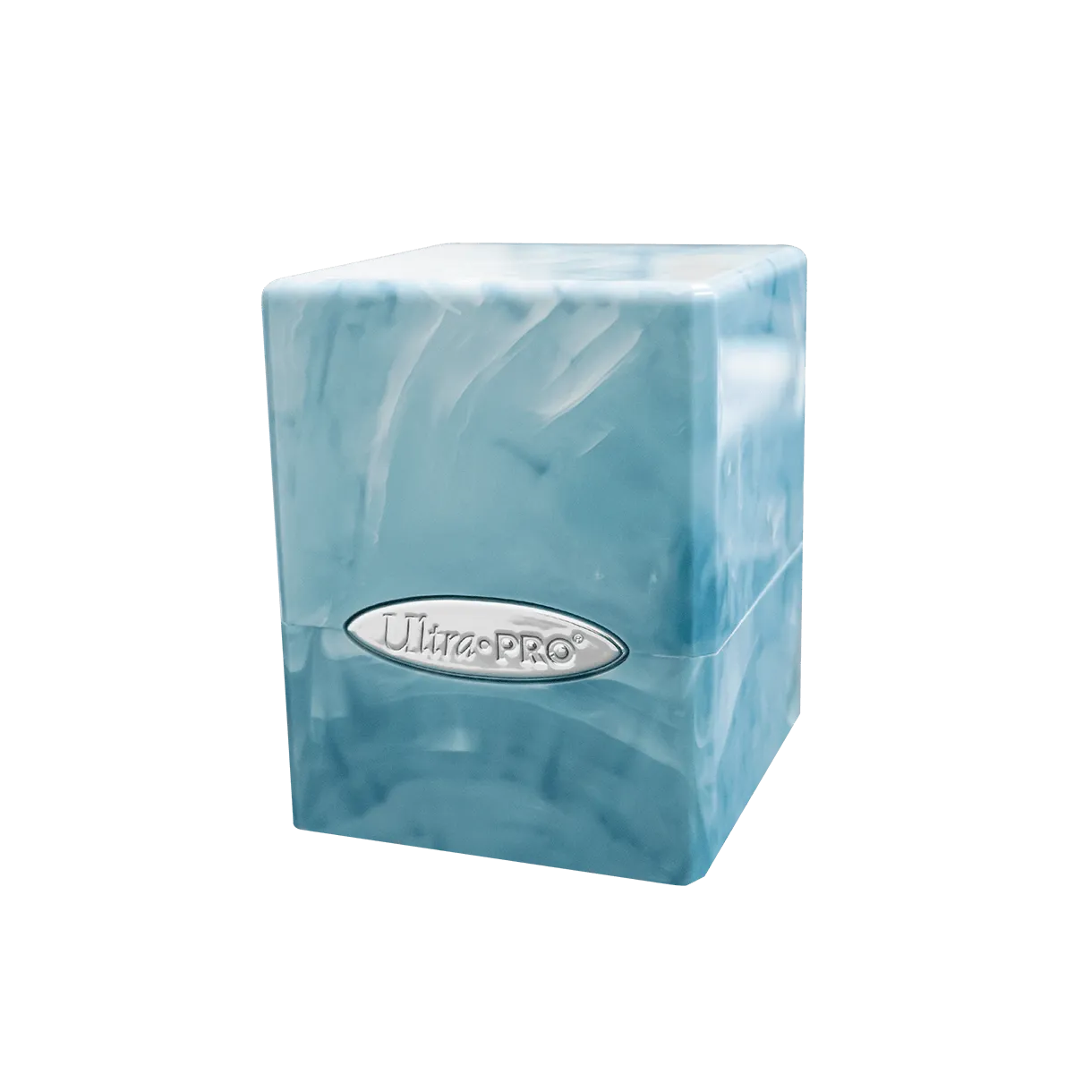 Marble Satin Cube - Light Blue / White