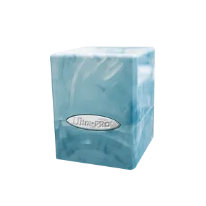 Marble Satin Cube - Light Blue / White