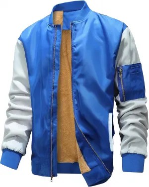 Men's Bomber Fleece Jackets Lightweight Windbreaker Full Zip Varsity Jacket Casual Coat Outwear Sportswear