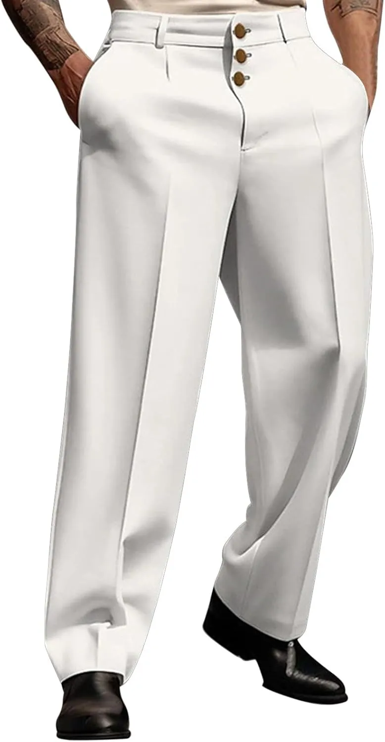 Men's Suit Pants,Expandable Waist Slim Fit Stretch Formal Dress Pants Straight Leg Work Slacks Suit Trousers