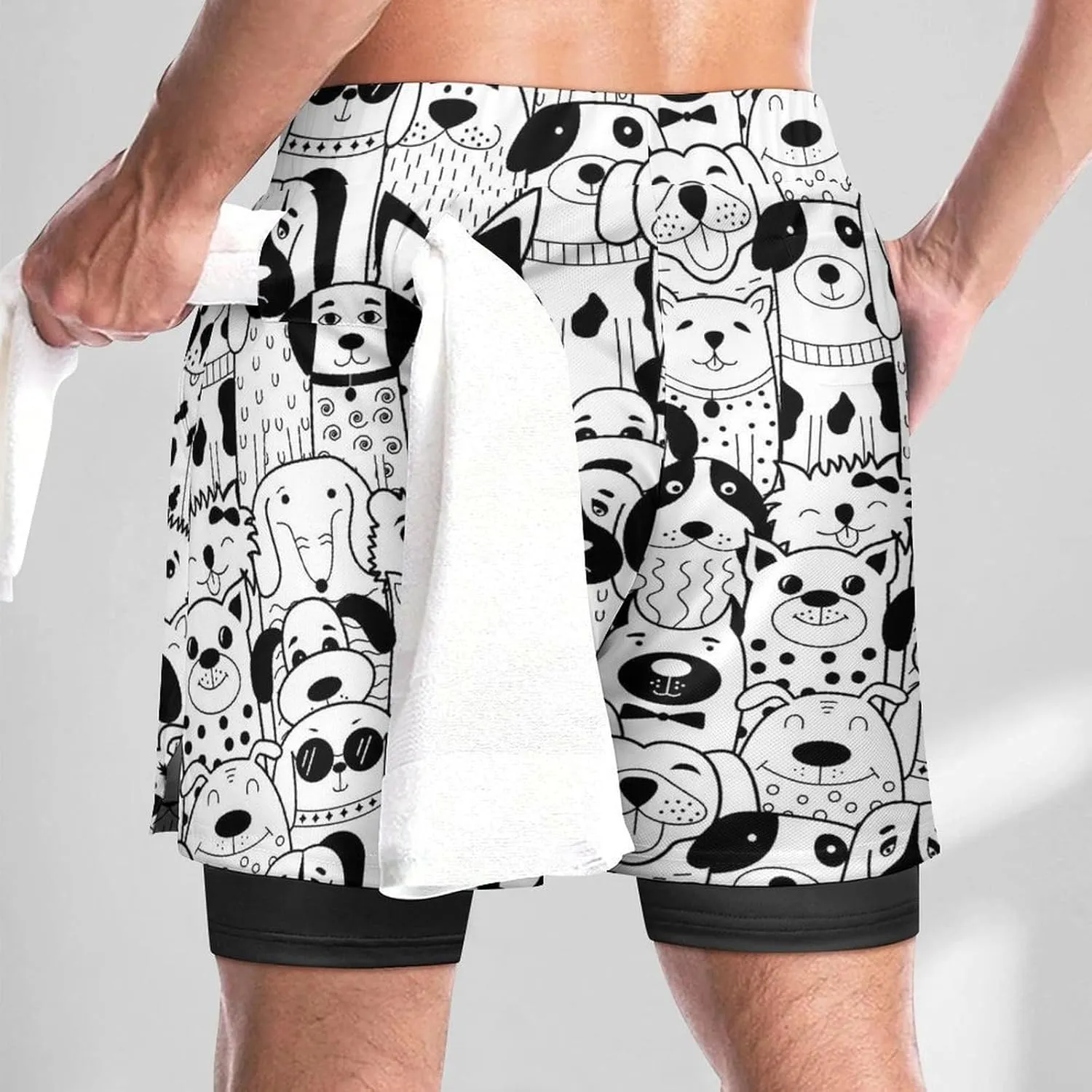 Men's Swim Trunks Black White Zebra Pattern Quick Dry Board Shorts