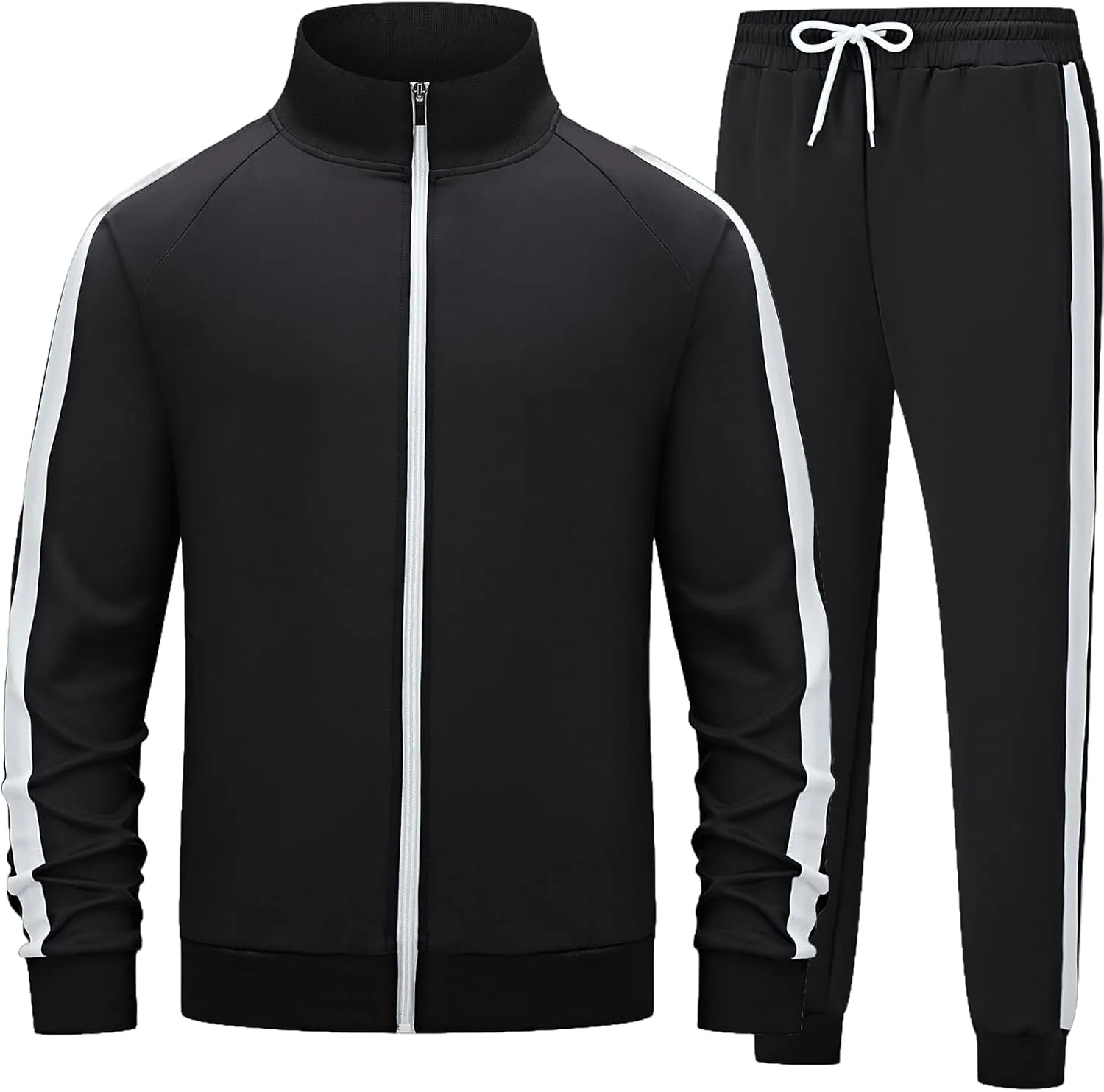 Men's Track suits Sets Long Sleeve Full-zip Sweatsuit Active Jackets and Pants 2 Piece Outfits