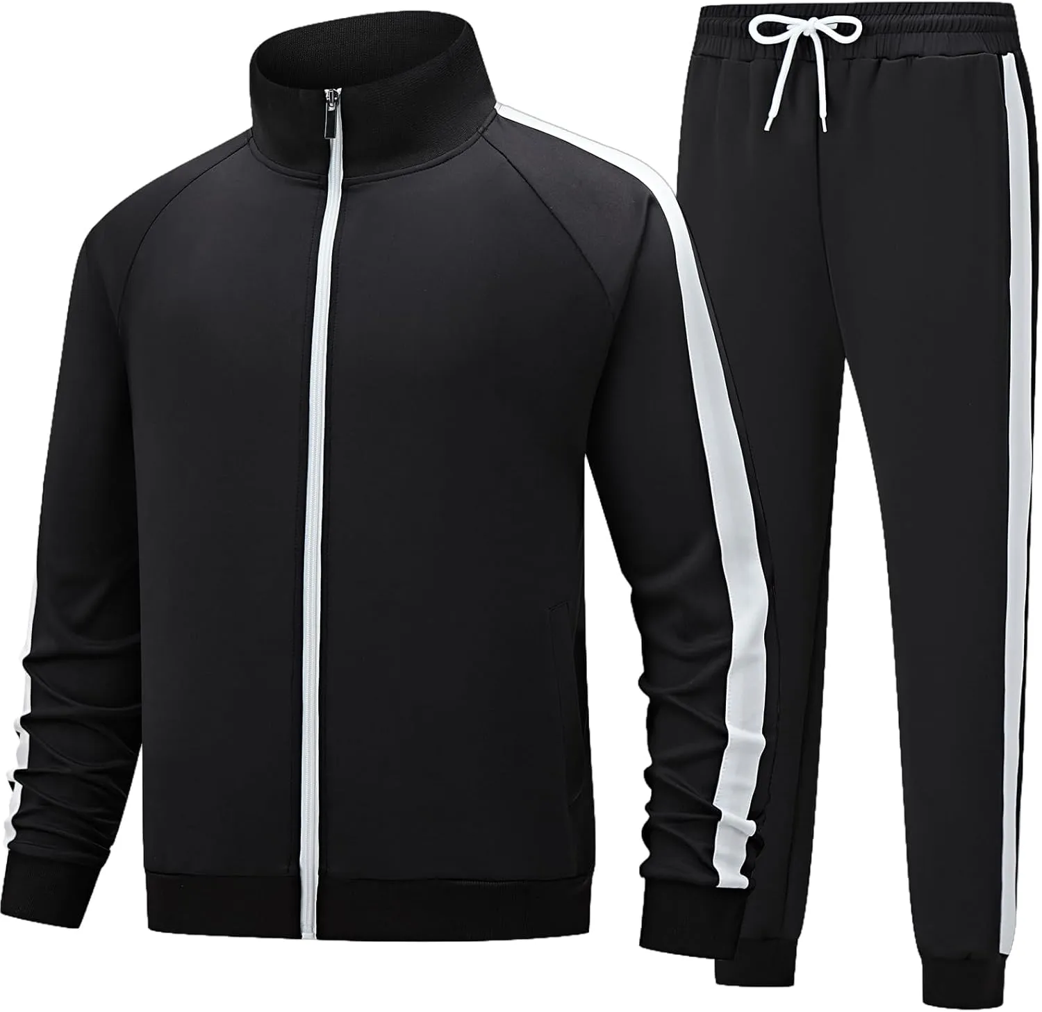 Men's Track suits Sets Long Sleeve Full-zip Sweatsuit Active Jackets and Pants 2 Piece Outfits