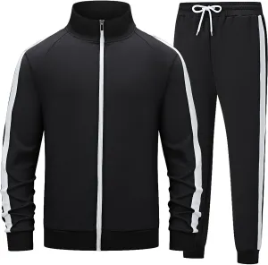 Men's Track suits Sets Long Sleeve Full-zip Sweatsuit Active Jackets and Pants 2 Piece Outfits