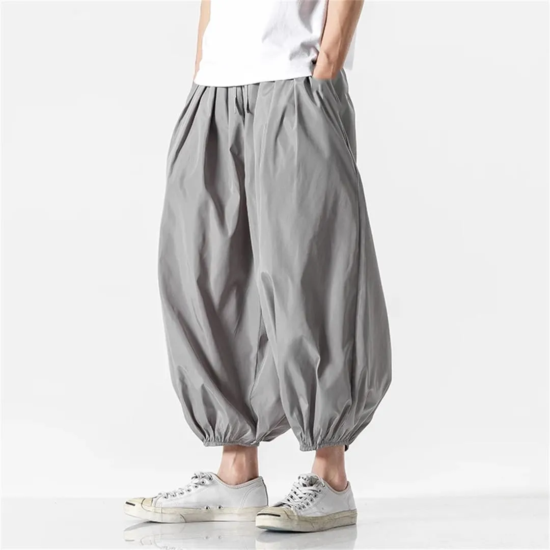 Men's Trousers Solid Color Street Harem Pants Lightweight Harajuku Capri Pants