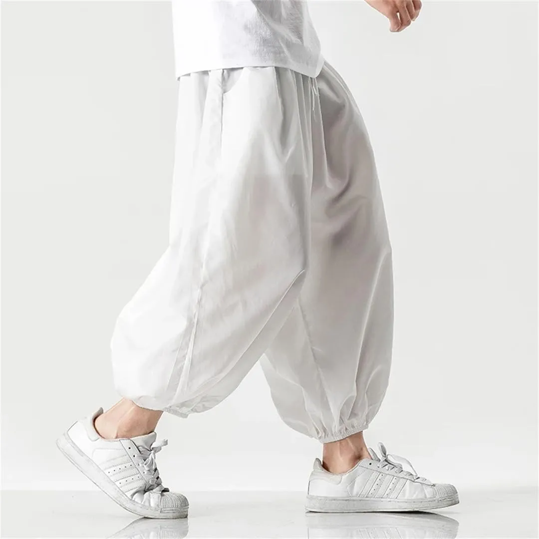 Men's Trousers Solid Color Street Harem Pants Lightweight Harajuku Capri Pants