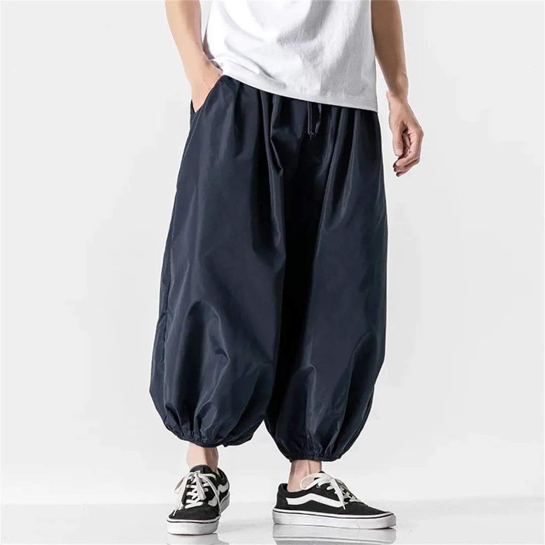 Men's Trousers Solid Color Street Harem Pants Lightweight Harajuku Capri Pants