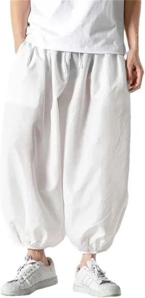 Men's Trousers Solid Color Street Harem Pants Lightweight Harajuku Capri Pants