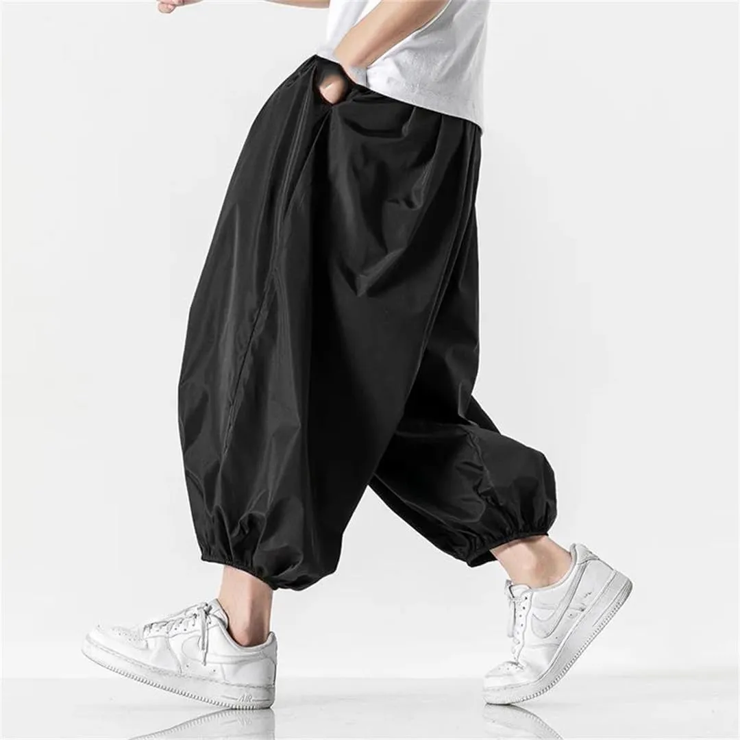 Men's Trousers Solid Color Street Harem Pants Lightweight Harajuku Capri Pants