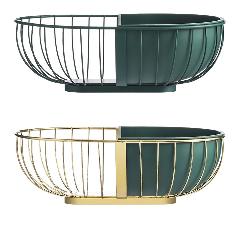 Metal Hollowed Out Fruit Vegetable Snack Tray Bowl Basket Kitchen Storage Rack Holder Large Capacity Kitchen Organizer Basket