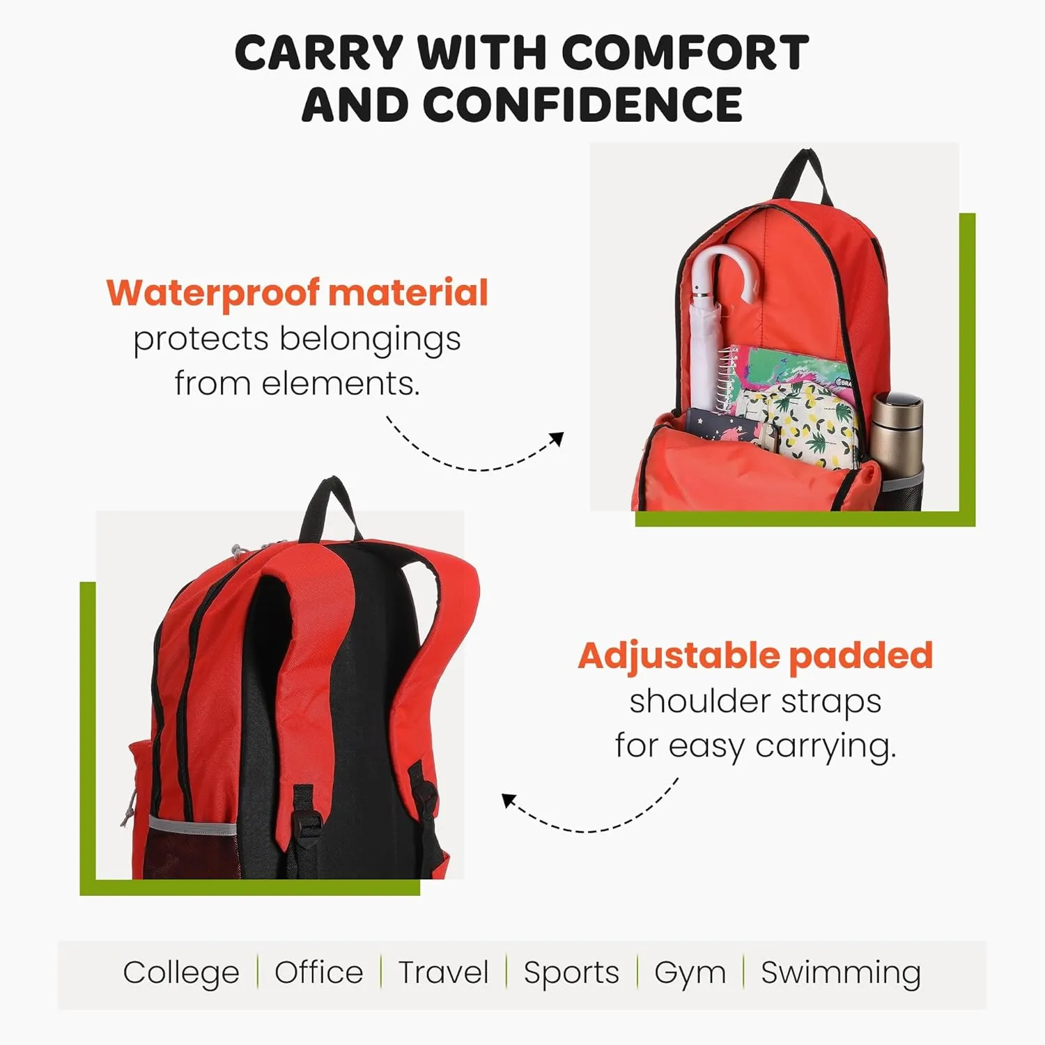 Mintra Office Backpack, Water-resistant Everyday Bag with Adjustable Straps, Unisex Backpack for Travel, College, Multi-Compartments with Secure Zippers, Black, 10L Mini, 10" W x 9.84" H