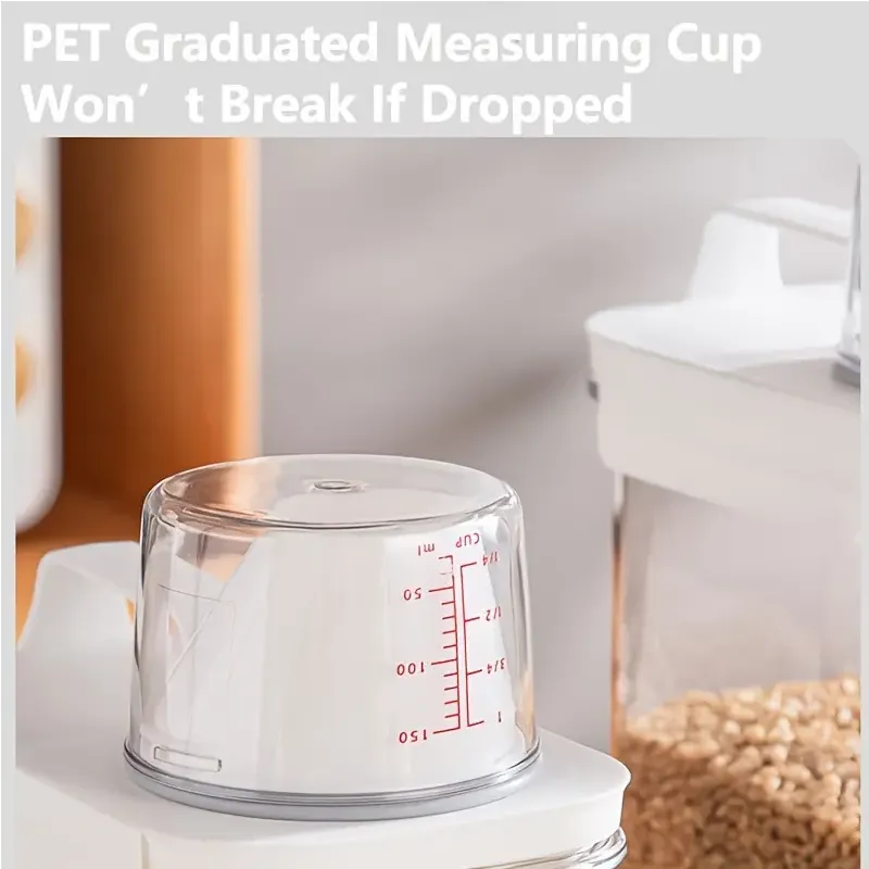 Multi-Purpose Food Storage Container With Measuring Cup