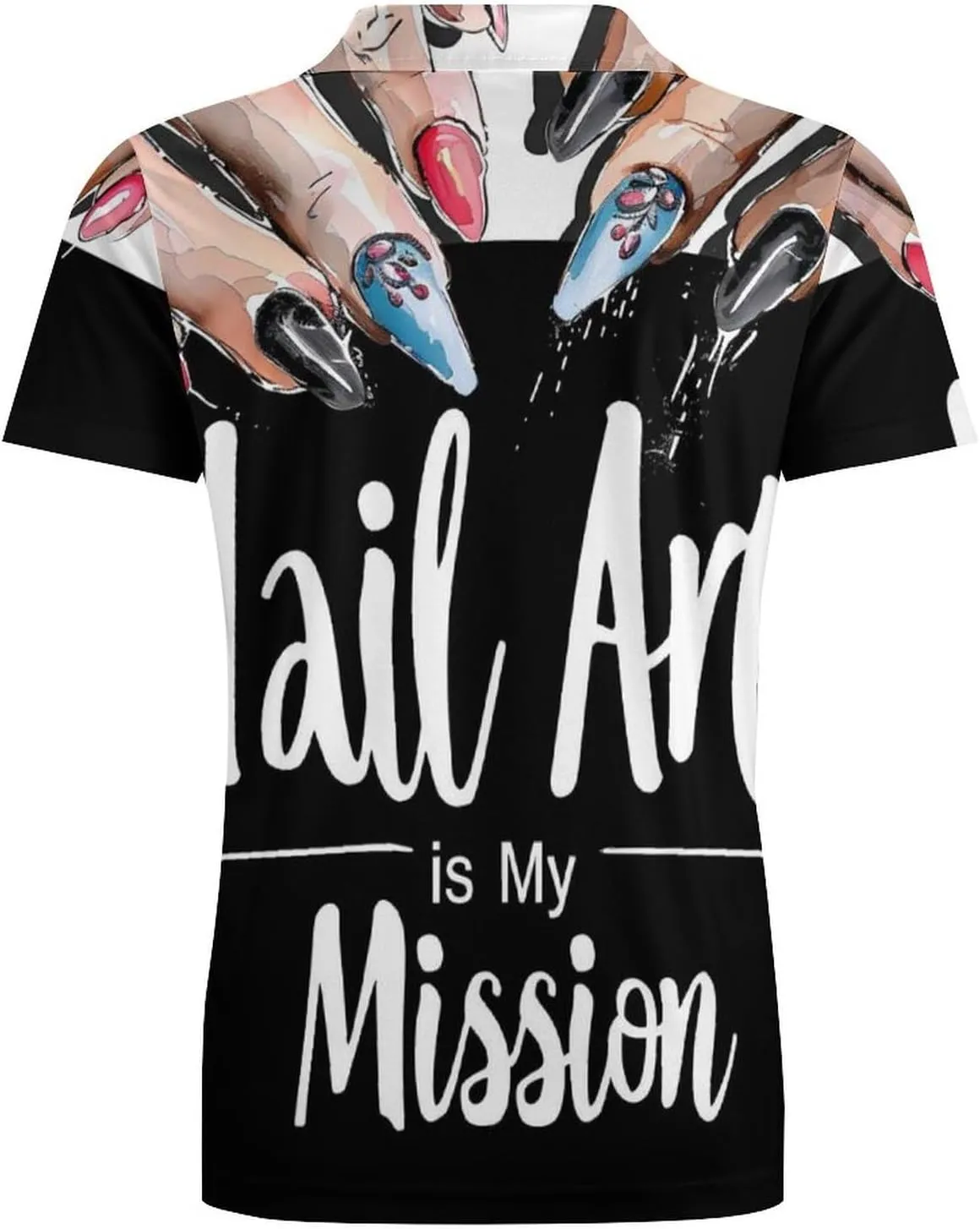 Nail Art Therapist Classic Polo Shirts for Men Quick Dry Short Sleeve Fit Golf Tees Casual Tops