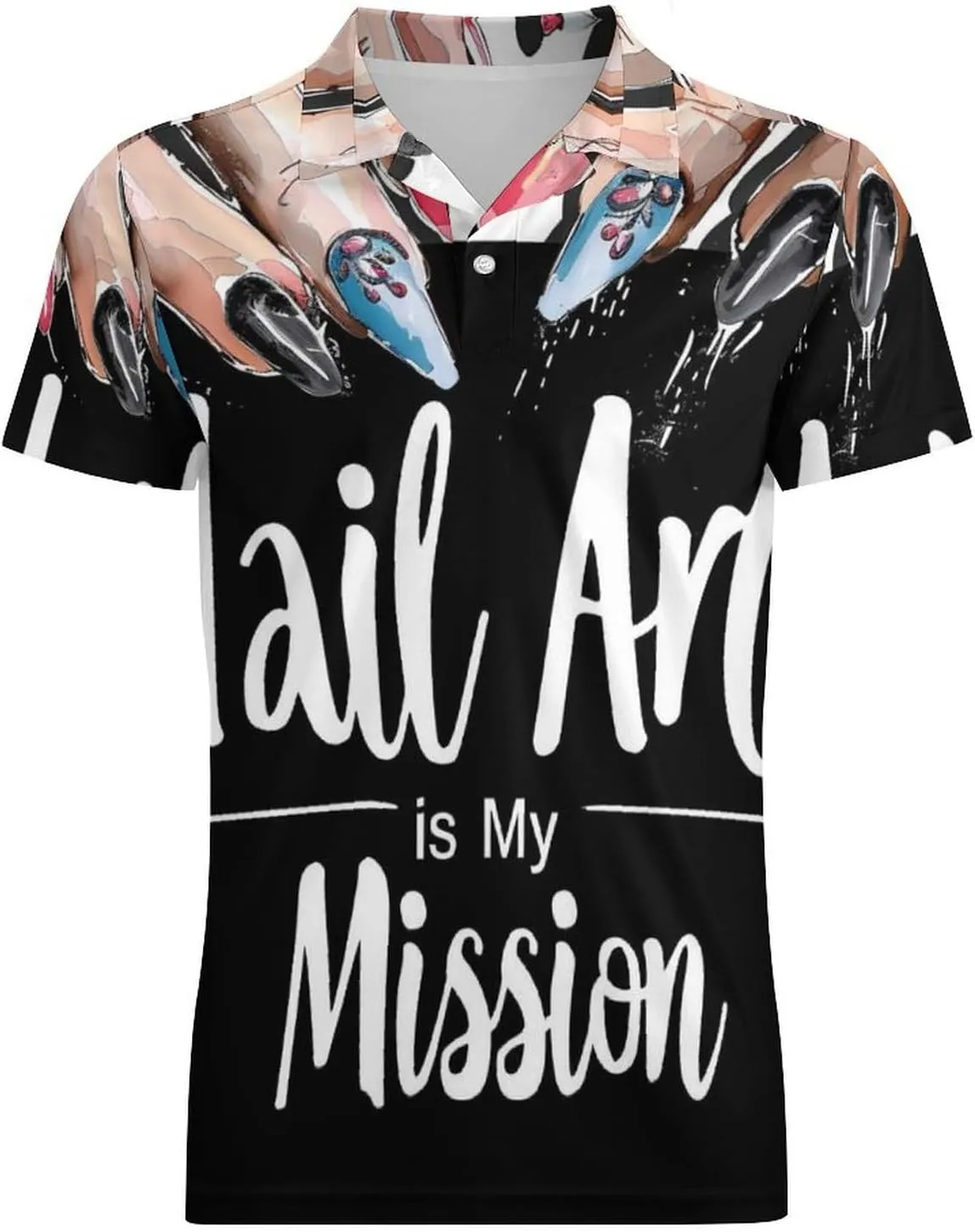 Nail Art Therapist Classic Polo Shirts for Men Quick Dry Short Sleeve Fit Golf Tees Casual Tops