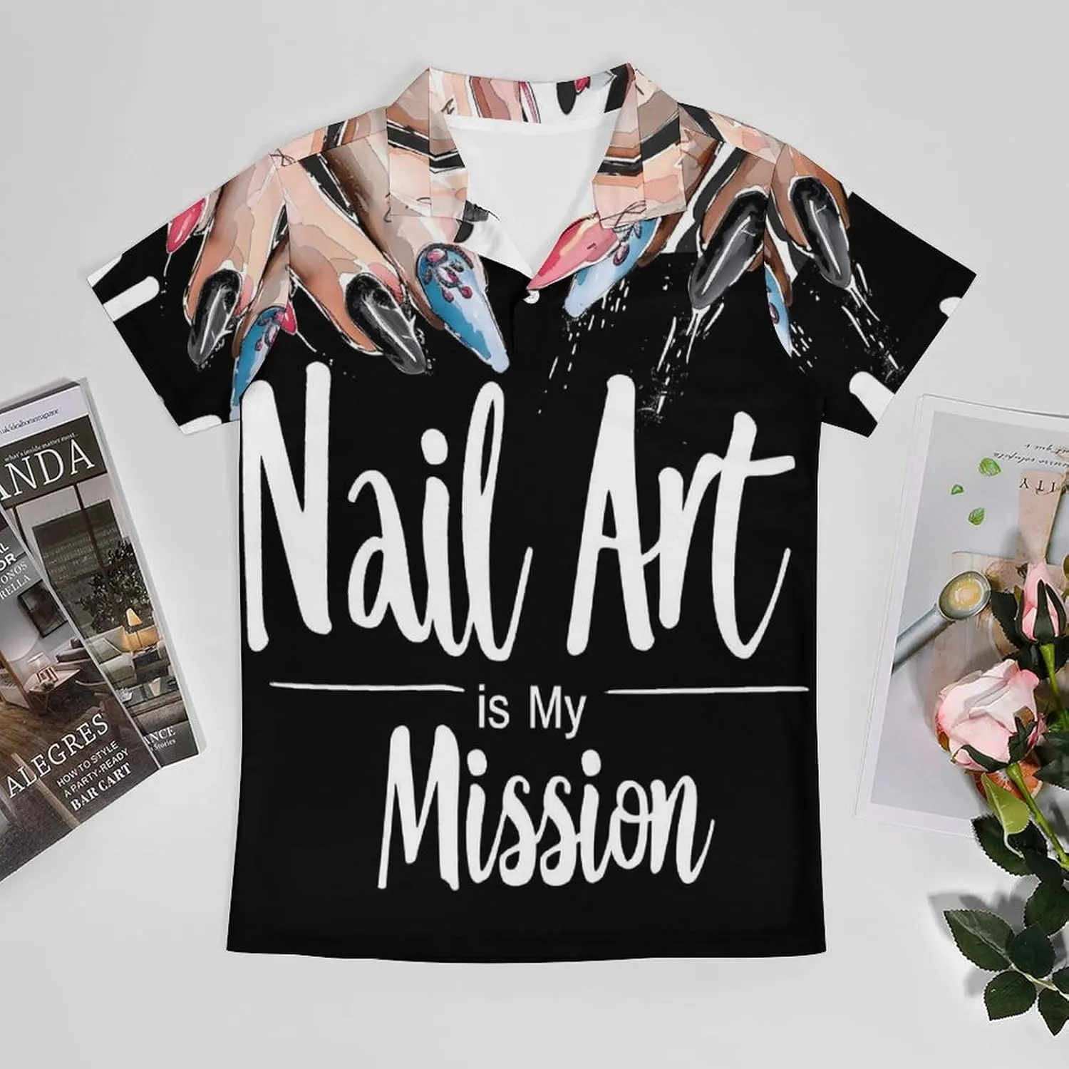 Nail Art Therapist Classic Polo Shirts for Men Quick Dry Short Sleeve Fit Golf Tees Casual Tops