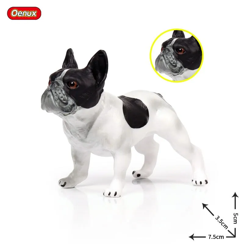 Oenux Lovely French Bulldog Animals Cute Puppy Sleep Lazy Dog Action Figures Model Figurine PVC Home Decoration Education Toy
